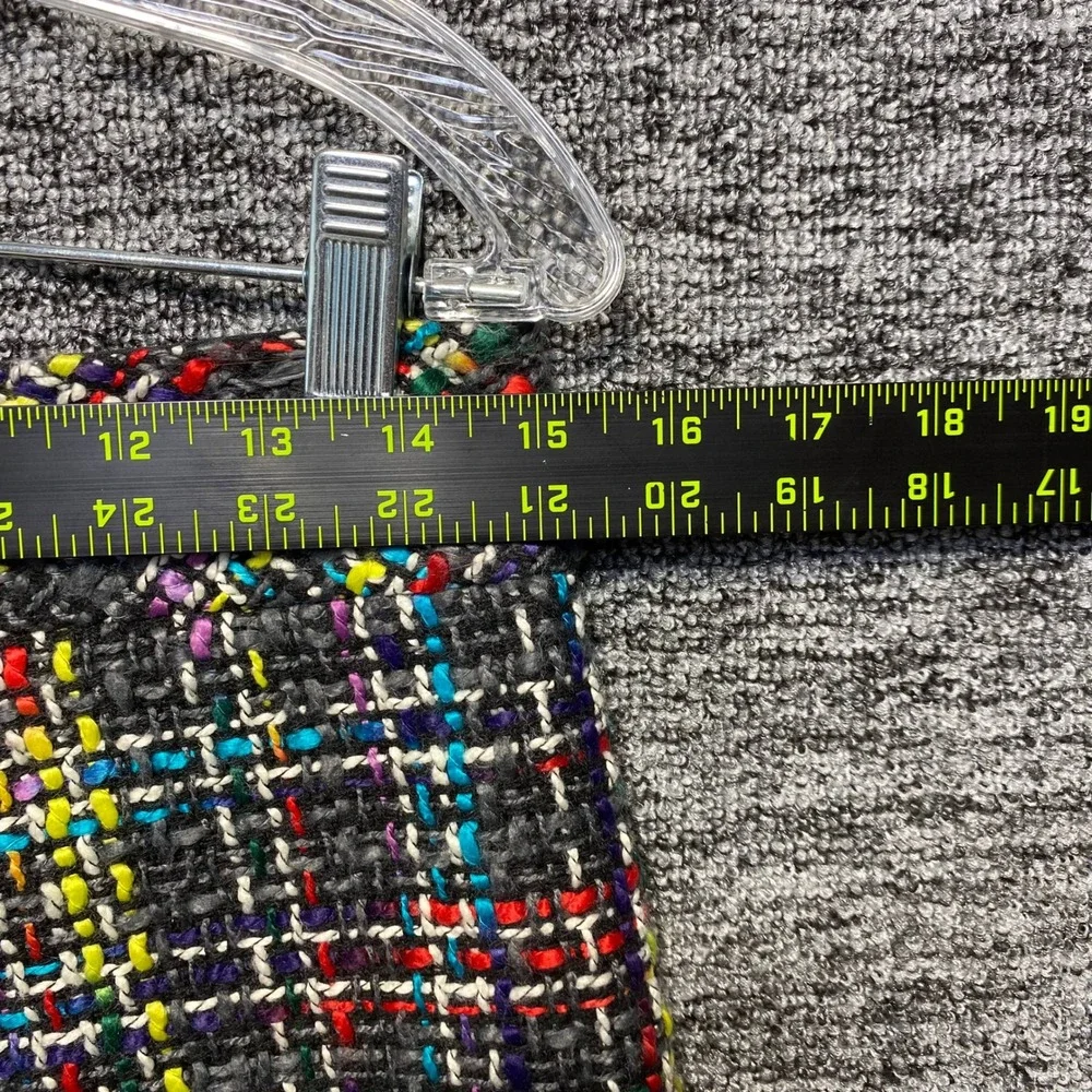 LOFT Rainbow Tweed Boucle Mini Skirt Women 0 Black Lined Multi Color Zip Back